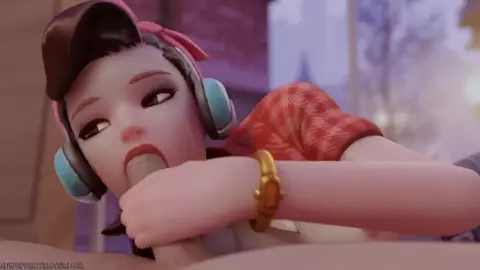 Cruiser D.Va POV Blowjob - Lewdxanimations