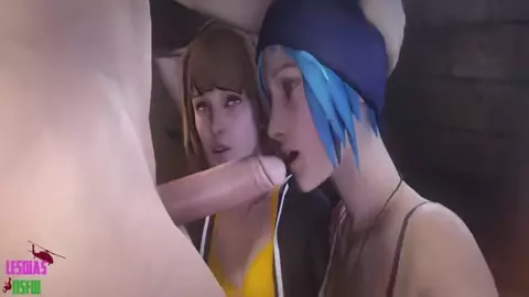 Max and Chloe Shared Blowjob - Lesdias