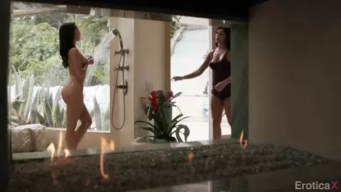 Lesbians Take A Shower After Yoga