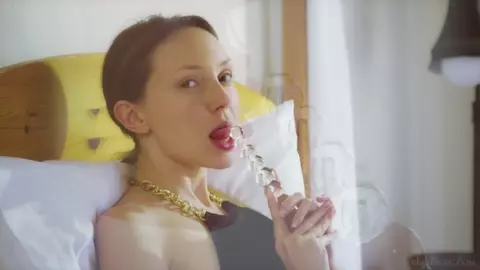 Russian Beauty Alone With A Glass Dildo