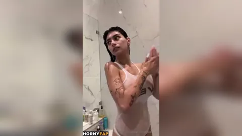 Mia Khalifa Nude Wet T-shirt Shower Tease