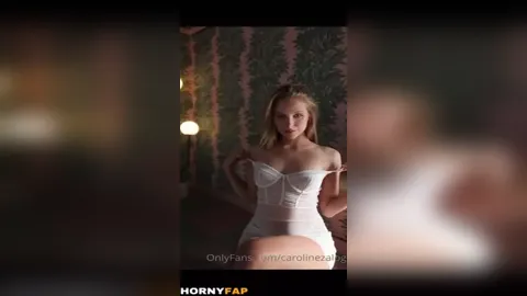 Caroline Zalog Sexy White Dress Strip Tease