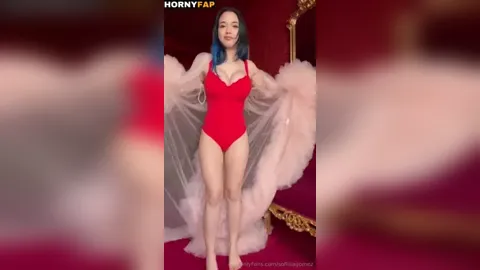 Sofia Gomez Sexy Red Lingerie Strip Tease Onlyfans Videi Leaked